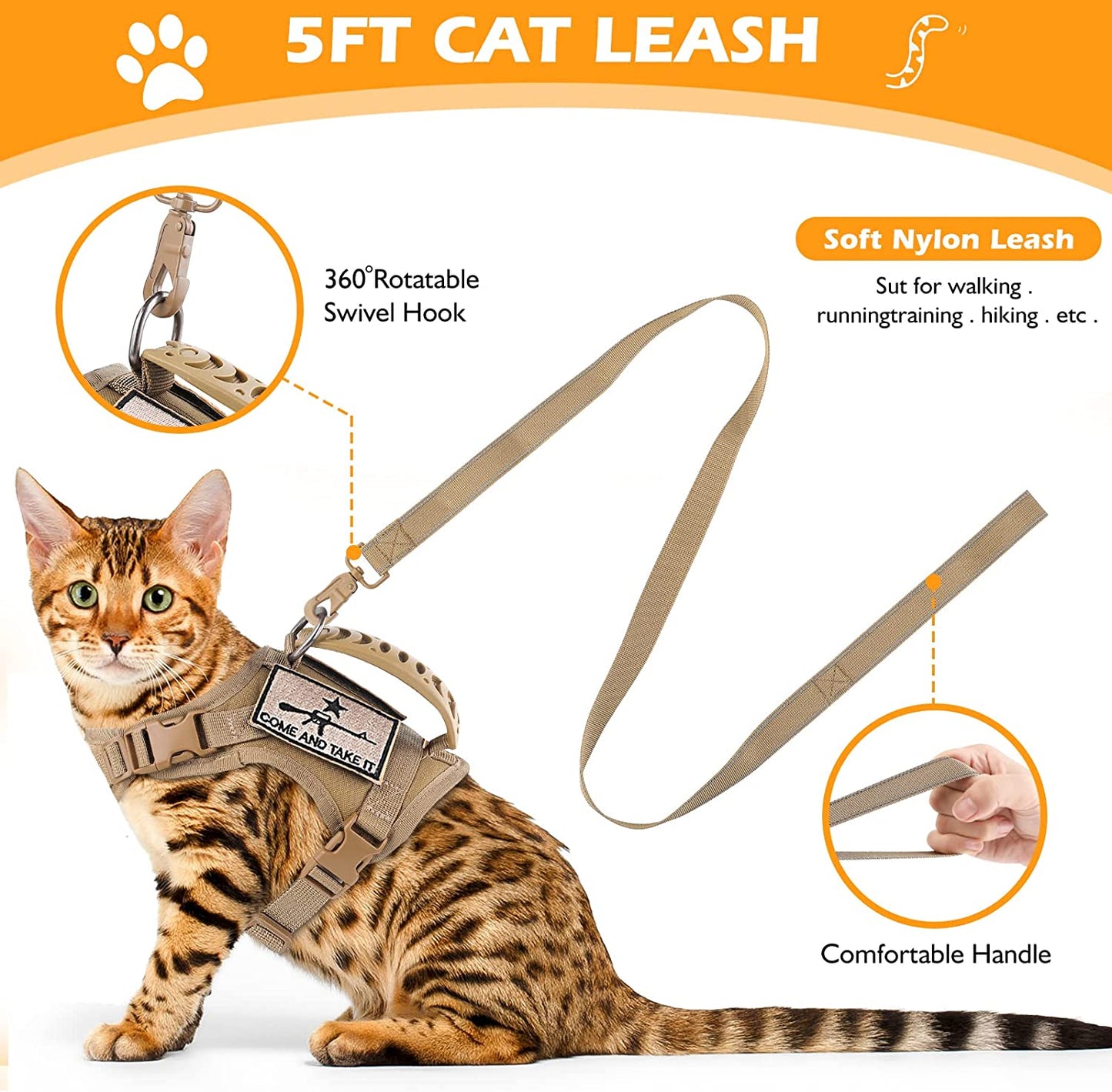 Adjustable Cat Harness and Leash Set for Walking Escape Proof