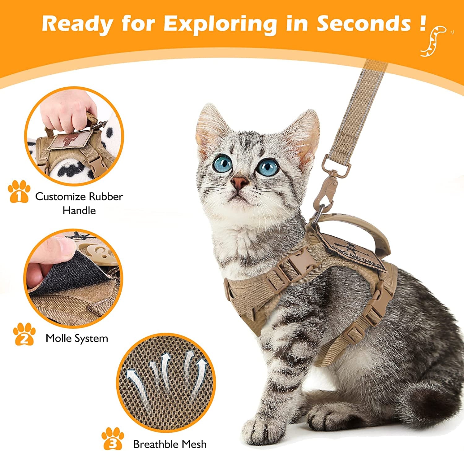 Adjustable Cat Harness and Leash Set for Walking Escape Proof