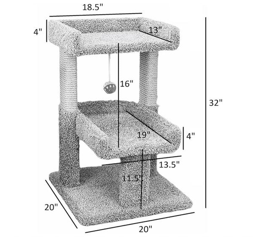 Cat Tree Condos 2 Level - Cat Play Perch 32" H