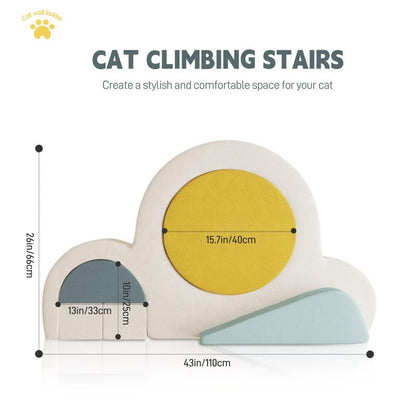 6 Pcs Cat Wall Furniture Set Climbing Stairs, Shelves, Indoor Perches Dog Step Cat Running Wheel