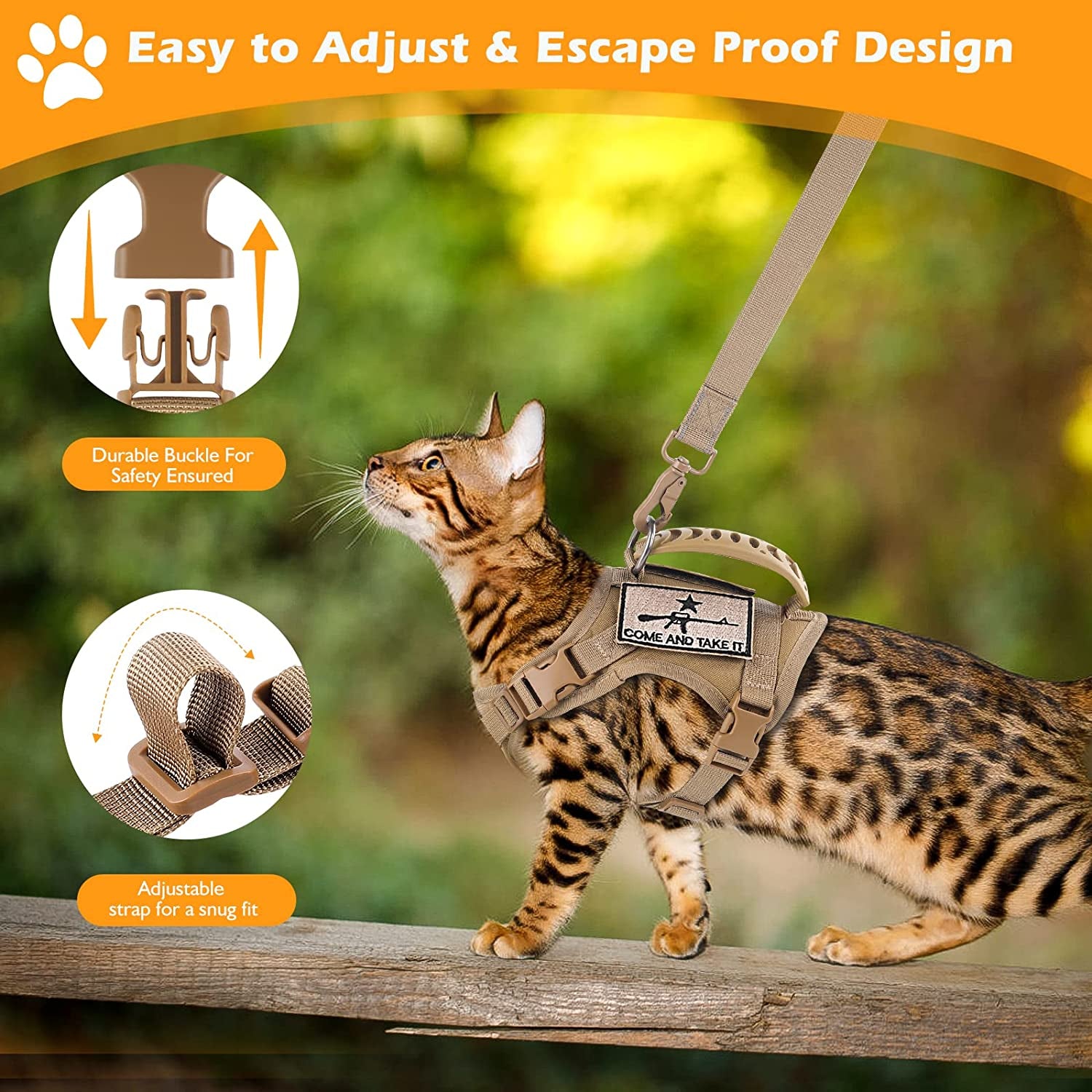 Adjustable Cat Harness and Leash Set for Walking Escape Proof